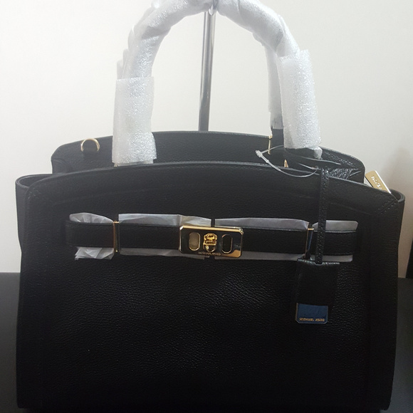Michael Kors Large Karson Black Leather Satchel
